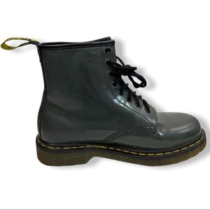 Dr. Martens 1460 Grey Patent Leather Lace Up Boots